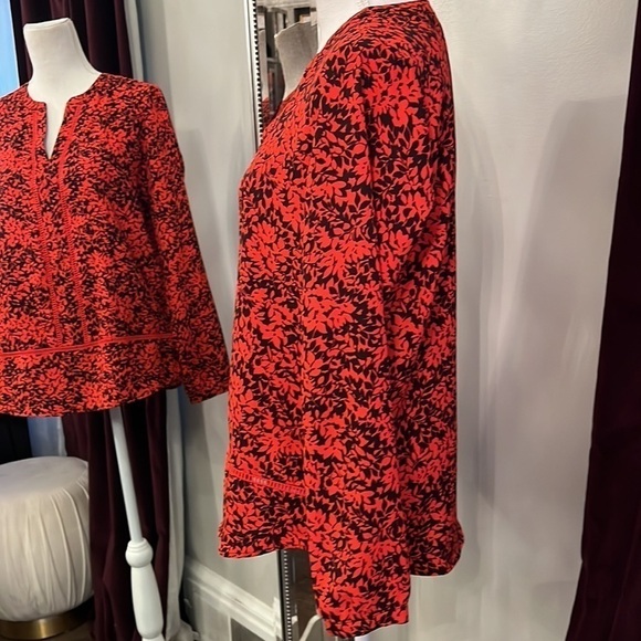 Michael Michael Kors Red and Black Floral Tunic Size Small - Picture 4 of 10